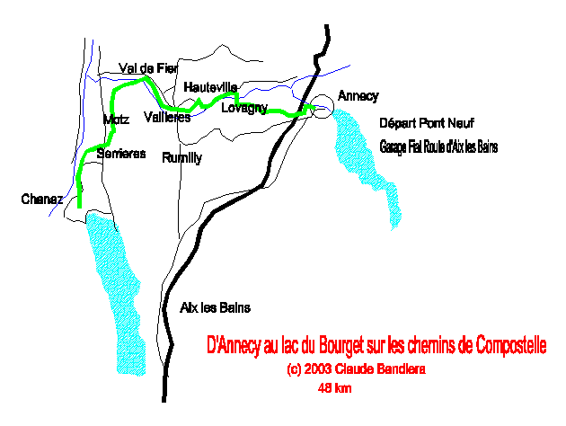 carte d'annecy vers compostelle