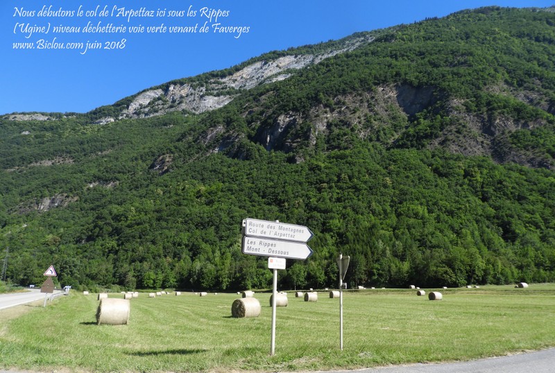 Début du col Arpettaz au niveau voie verte et déchetterie d'Ugine Via Les Rippes et Mont dessus ; zou pour 15.8 km et 1130 m