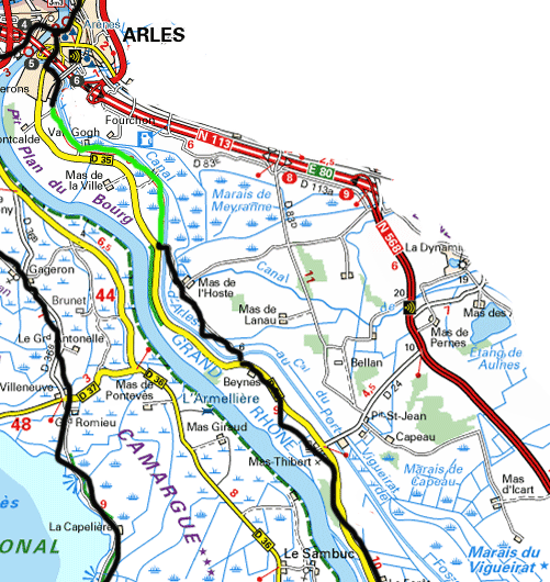 carte voie verte sud arles via rhoan