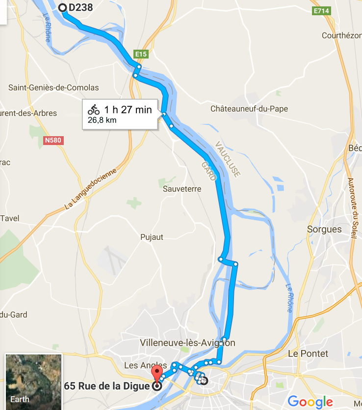 Caderousse Roquemaure Avignon parcours préconisé par tous en 2016