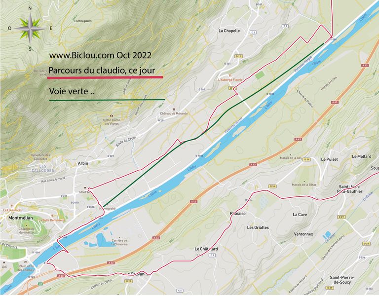 La carte de situation des travaux voie verte Cruet - MontMélian oct 2022