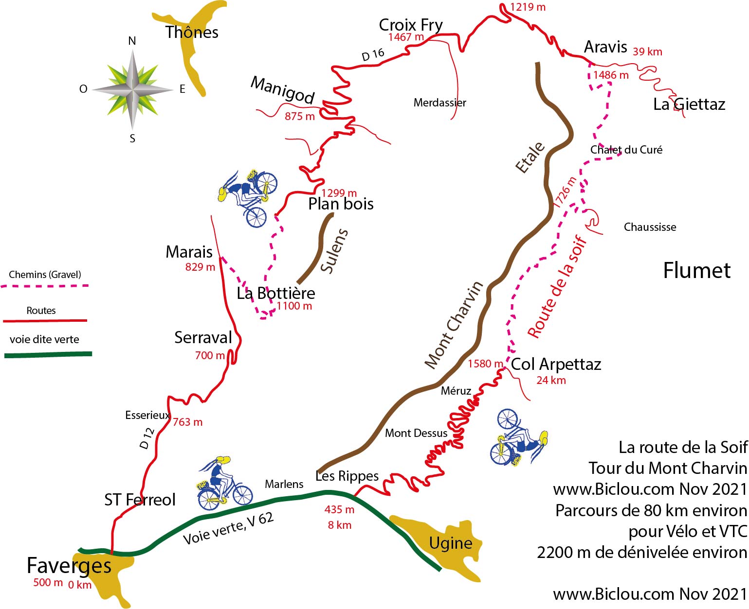 carte tour du mont charvin