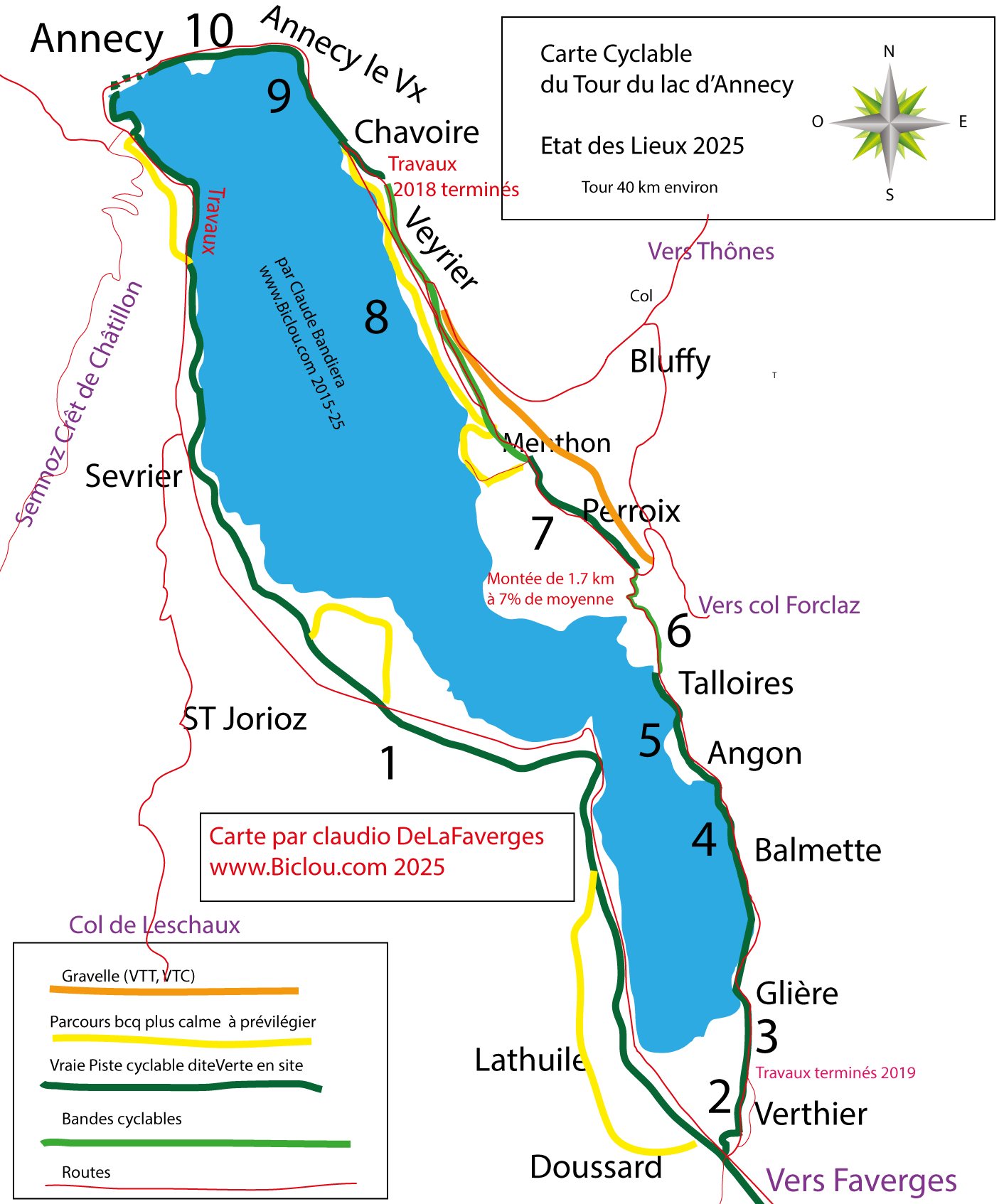 Carte-Tour-lac-Annecy-cyclotouriste-cyclistes 2016