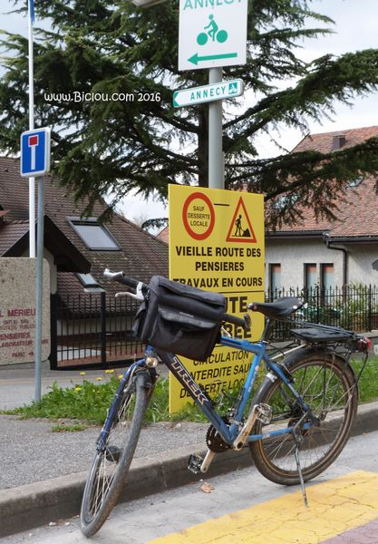Chavoire, panneau travaux route des Pensières en 2016