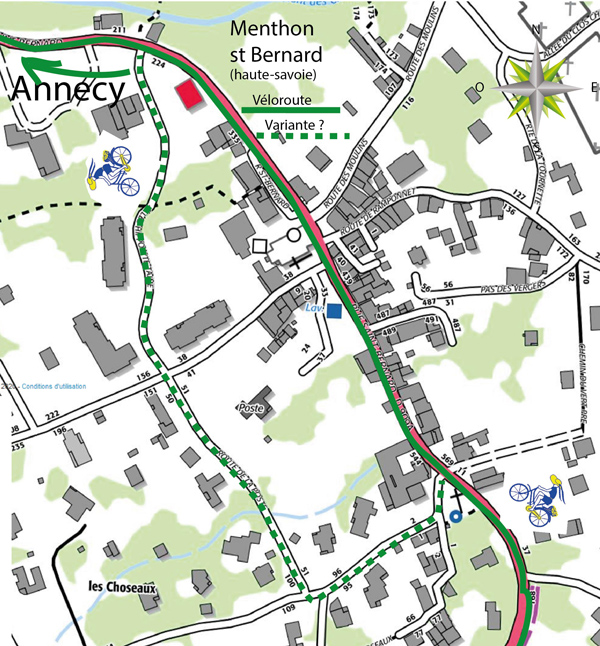 Carte Menthon avec ou saint Bernard, zentrum