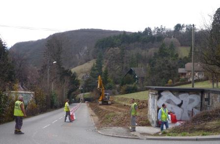Les travaux battent le plein dans la montée du Thoron de Talloires en 2012