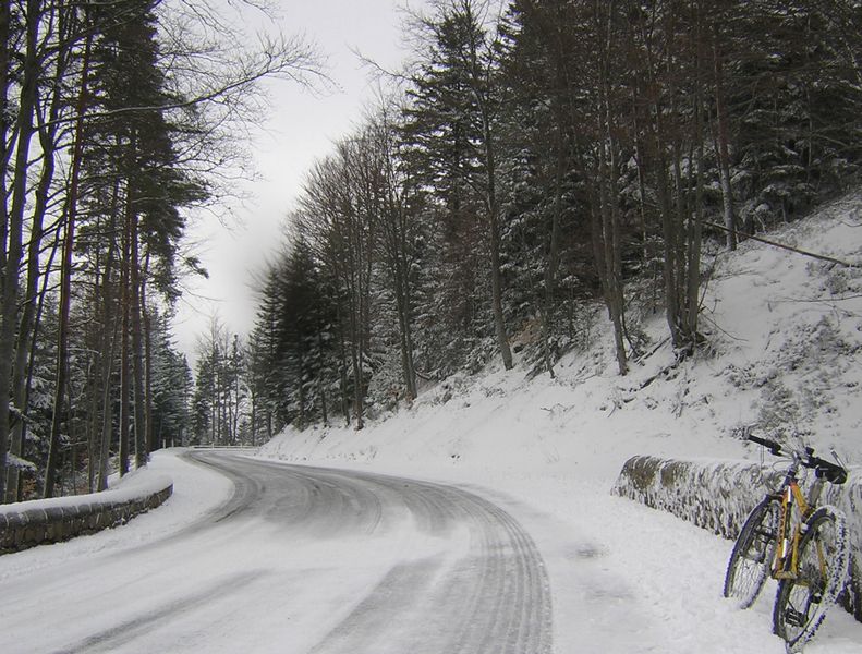 De saint Bonnet le froid à Annonay à VTT en hiver : par un singe