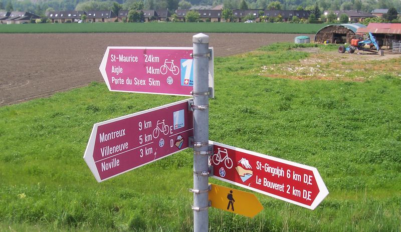 balisage parcours cycliste : Suisse à vélo