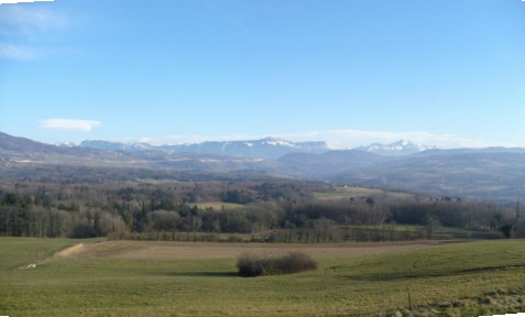 Vue des Alpes et plaine de Copponex