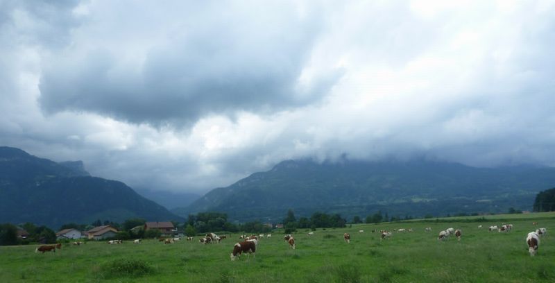 La plaine du Faucigny au pied du massif du Bargy en 2010