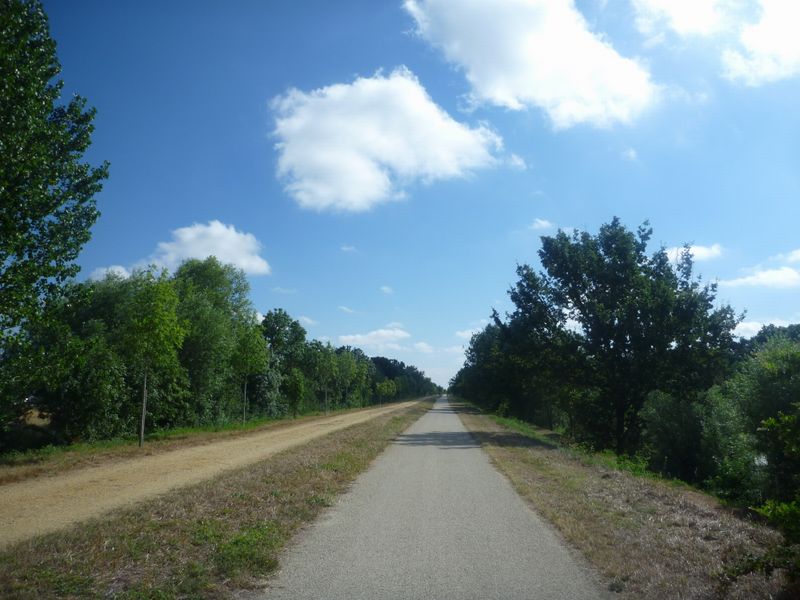 Enfin une vraie piste cyclabel sur le bord de Loire, mais, mais souvent à partager avec ls bagnoles..