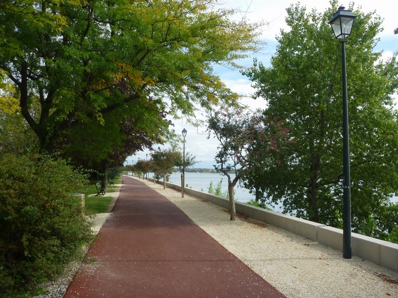 La Via rhôna emprunte les quais du Rhone à Tain l'Hermitage en 2010 mais je crains le pire en période de promène chien chien à ses méméres ..