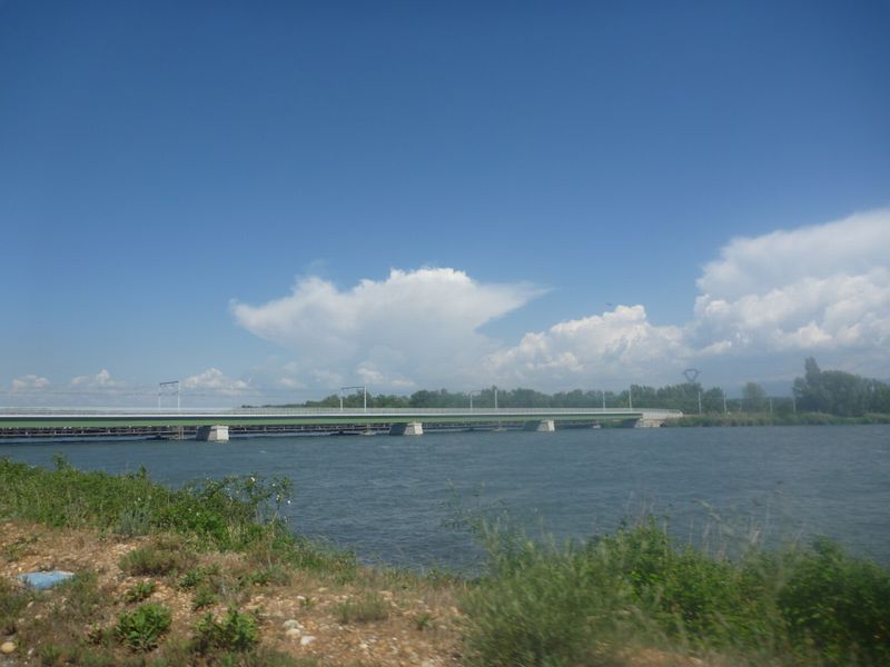 Pont au confluent de l'isere et du Rhône en 2011 sur le tracé de la Via Rhôna