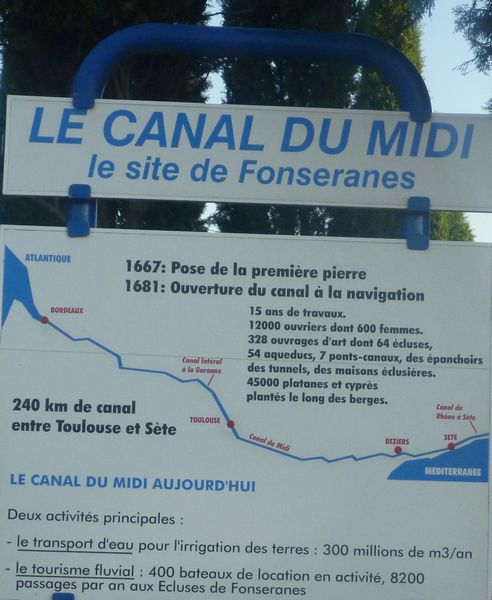 Le site de Fonseranes sur le canal du midi en mai 2011