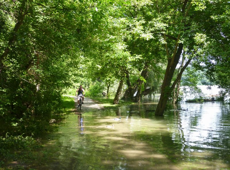 Le Danube déborde un peu sur l'eurovélo 6 à Budapest en 2012