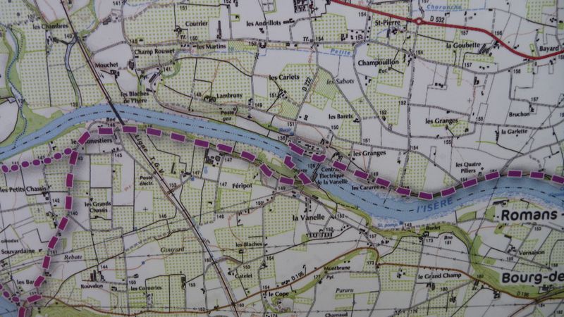 Tracé de la Via-pré-alpina entre la confluence du Rhône et Romans