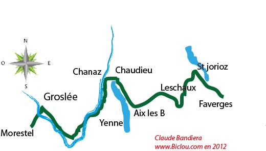 Carte du parcours vélo de Faverges Bauges Morestel