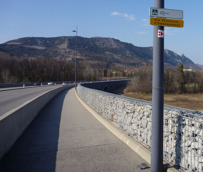 Fin viarhona sur le pont des Lônes entre Valence et Soyons en 2012