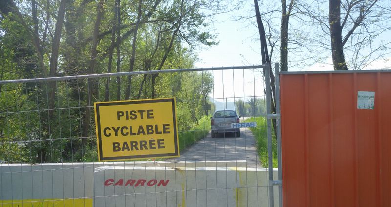 Voie verte VV4 au Nord de Grenoble, fermée pour travaux en 2013