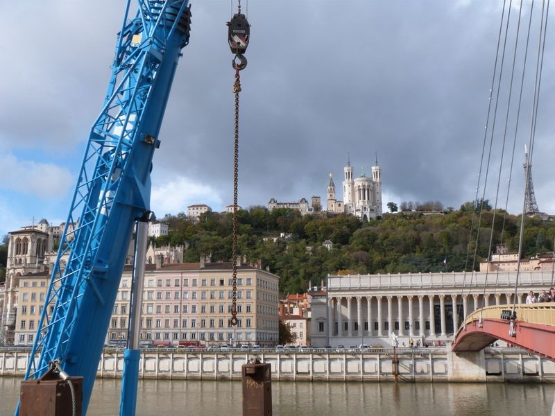 Les bords de Saône à Lyon en 2013, vue sur ND de Fourvière