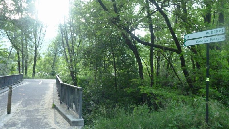 Arrivée à Voreppe, par la voie verte de l'isère en 2015