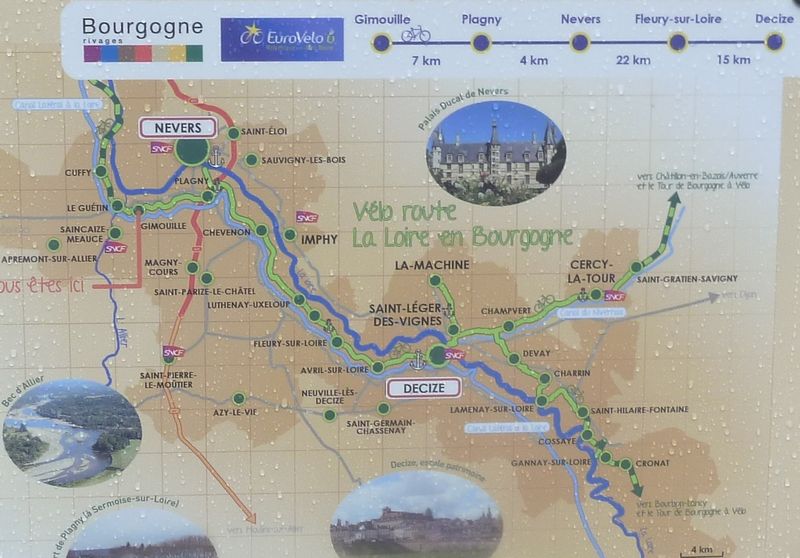 carte voie dite verte cyclable canal de la 
loire
