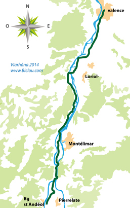 Carte Viarhôna Viviers Bourgs san andéol en 2014