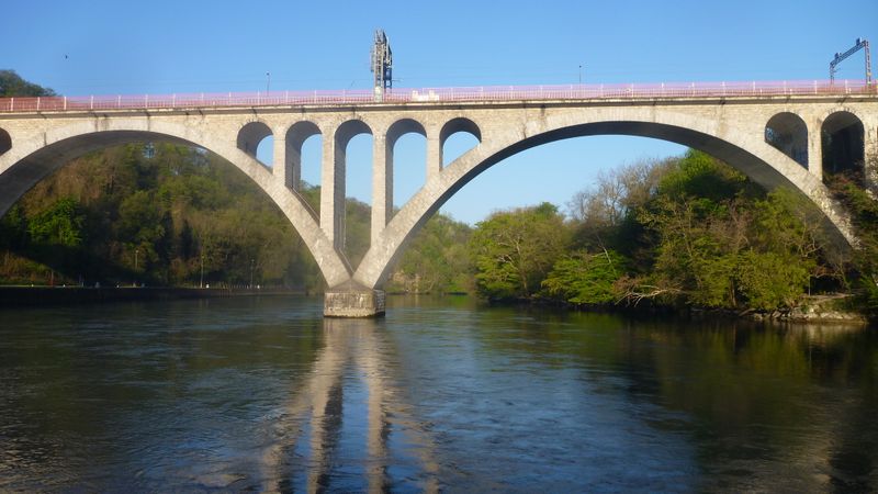 Départ de Genève : Pont de chemin de Fer au dessus du Rhône