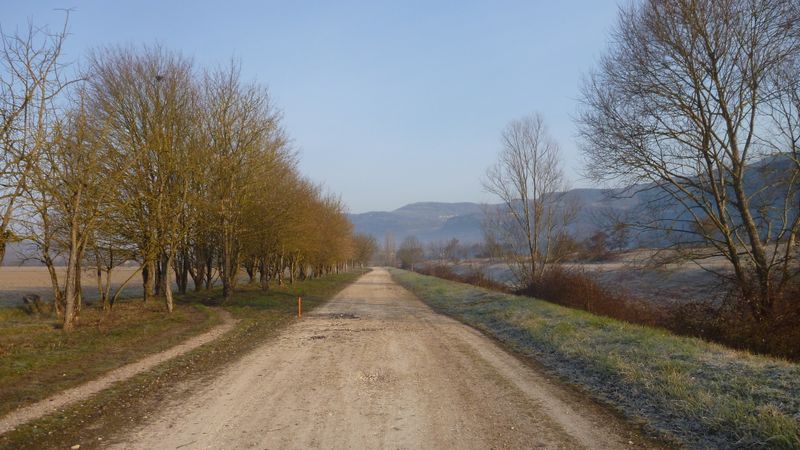 Piquetage de la ViaRhôna le long du Rhône à Montalieu Vercieu en 2015