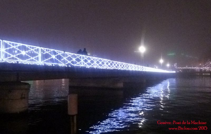 Genève : Pont de la Machine illuminé 2015