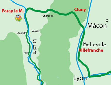 carte Paray Mâcon à vélo