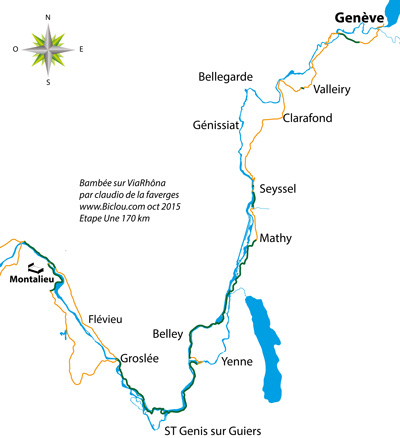 carte genève montalieu sur ViaRhôna 2015  title=