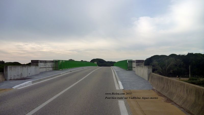 Arrivée à Aigues Mortes par ViaRhôna 2015 : Pont traité : Bravo
