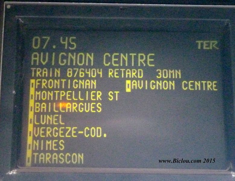 Retour en train de Sète vers Avignon, ca part mal..