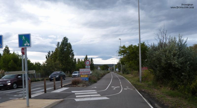 Piste cyclable peu avant Frontignan