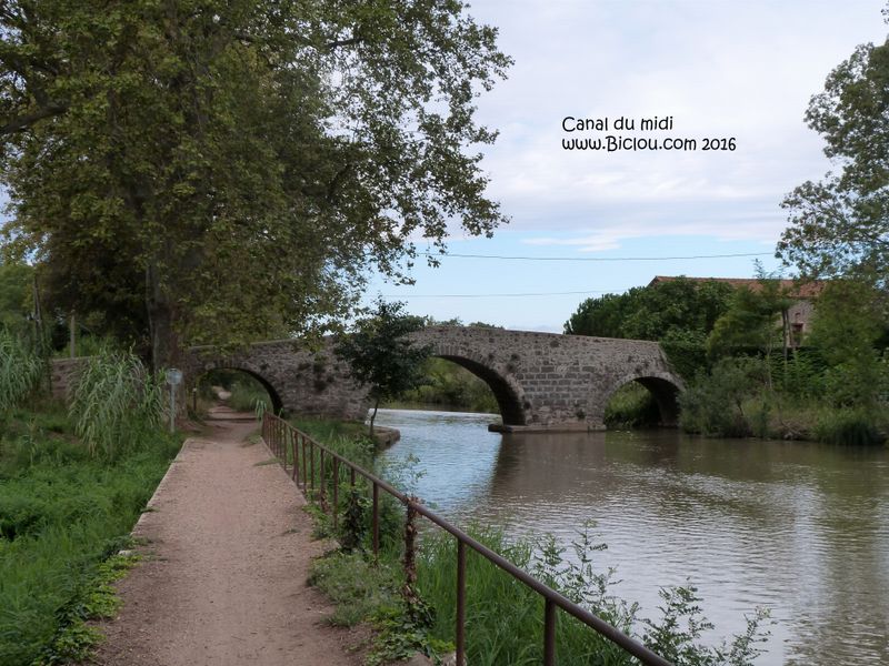 Un des joulis pont de pierre qui enjambent le canal du midi