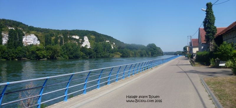 Halage de la Seine en amont de Rouen, mais se termine en cul de sac en 2016