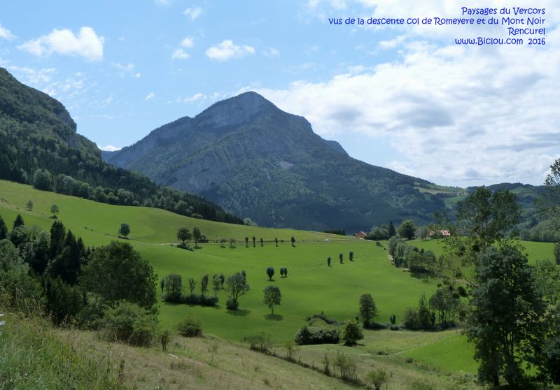Paysages du Vercors, vus à la descente du col de Romeyere et du Mont Noir en 2016