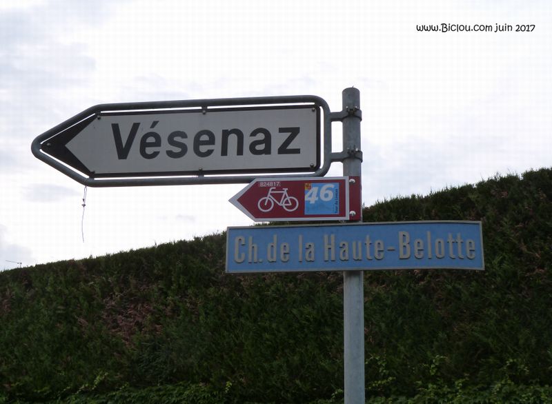 Vésenaz ; suivre le balisage N° 46 de la suisse à vélo : Tour du Léman