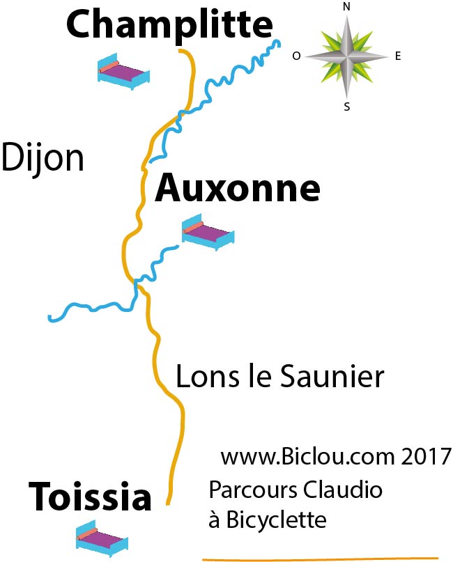 Carte bambée à Bi et Tri cyclettes le long de la  Meuse en 2017 Charleville Givet Dinant