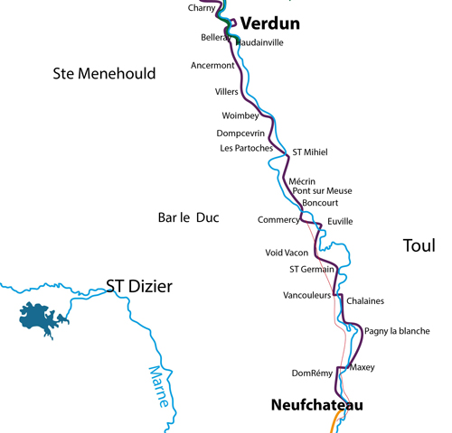Carte bambée à Bi et Tri cyclettes le long de la  Meuse en 2017 Charleville Givet Dinant