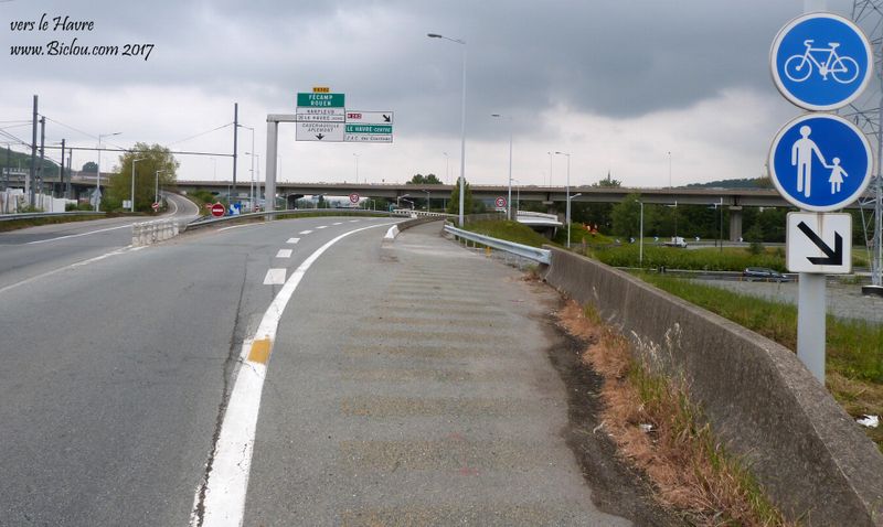 Arrivée au Havre à bicyclette, en 2017, pas facile ..