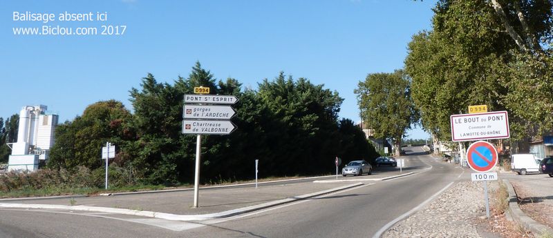 ViaRhôna au bout du Pont, balisage ViaRhôna absent ..