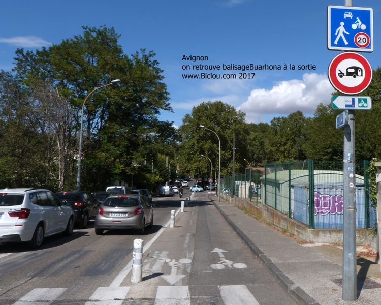 Balisage ViaRhôna, sortie d'Avignon