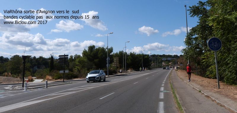 Sortie d'Avignon à Bicyclette par une bandelette dite cyclable !