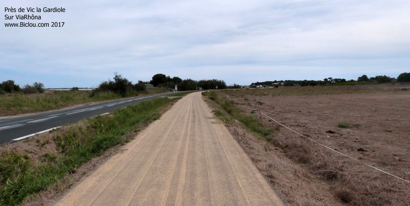 Une mini piste cyclable sur ViaRhôna ; Près de Vic la Gardiole