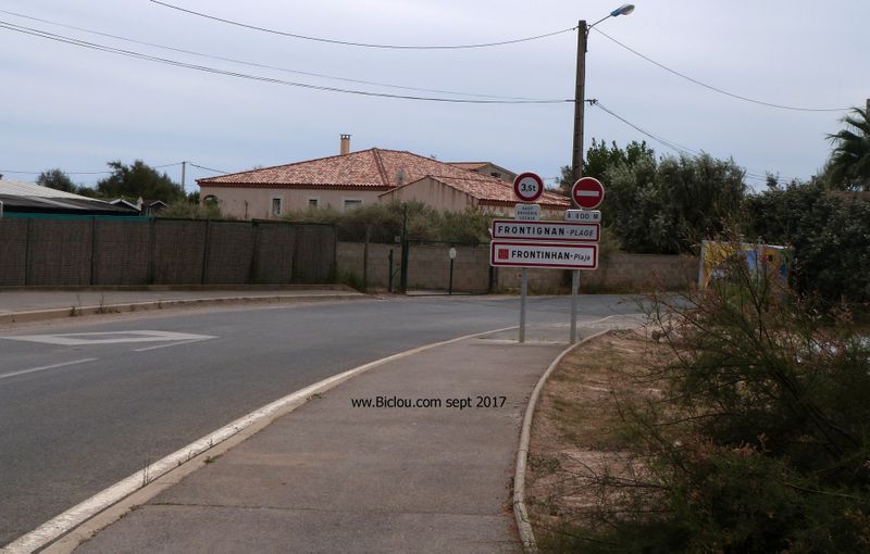 ViaRhôna arrive à Frontignan plage (aucun balisage en 2017) 