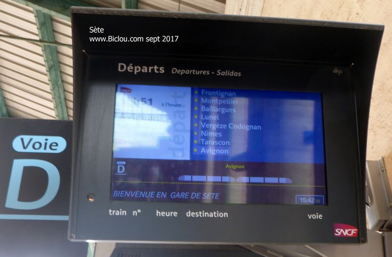 Gare de Sète, départ immédiat, retour en Sapaudia 