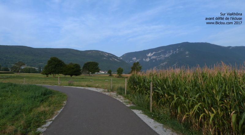 Sur ViaRhôna en 2017 : avant le défilé de l'écluse