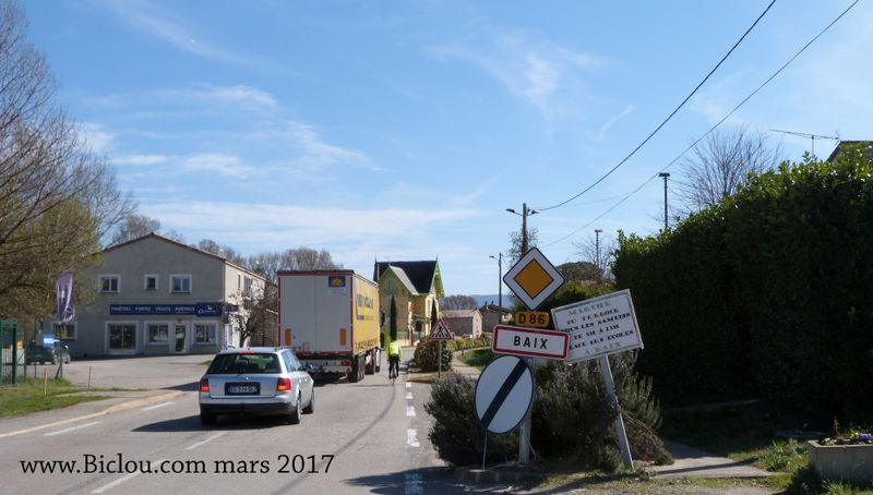 ViaRhôna arrive à Baix par la D 86 en mars 2017